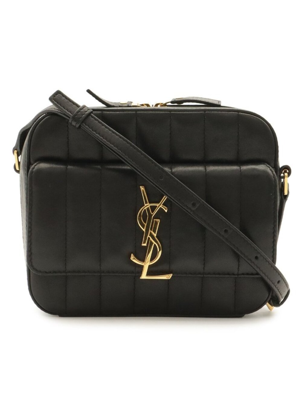 Saint Laurent Paris YSL Vicky Camera Bag Leather Black Gold